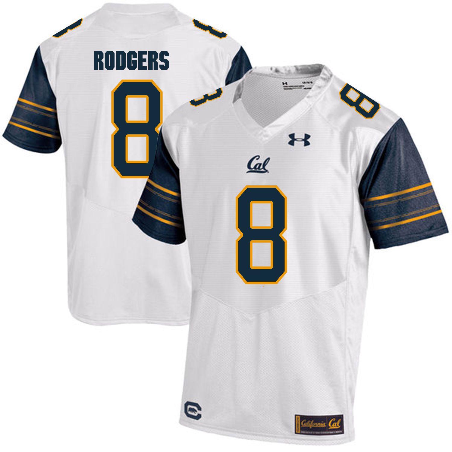 Men California Golden Bears #8 Aaron Rodgers White Customized NCAA Jerseys1